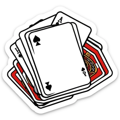 Canasta card game with discard pile and draw pile sticker