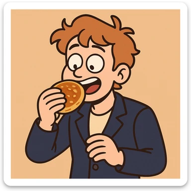 Hotteok a boy navy blue men's blazer jackets he's eating Hotteok sticker