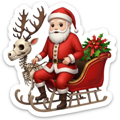 Grim Santa with a sleigh and skeleton reindeer sticker