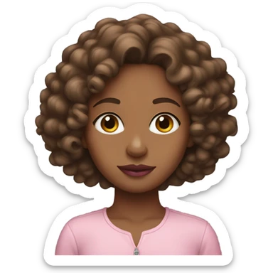 Medium brown girl with pink lips and curly long hair sticker