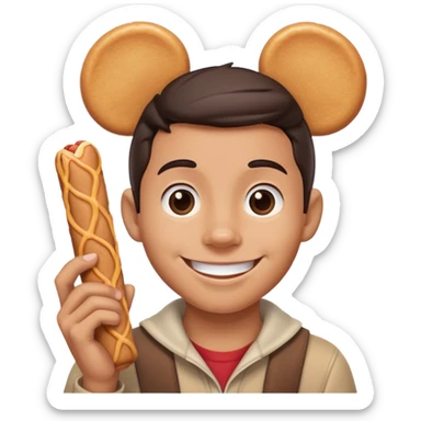 😊 with mickey ears holding a churro sticker