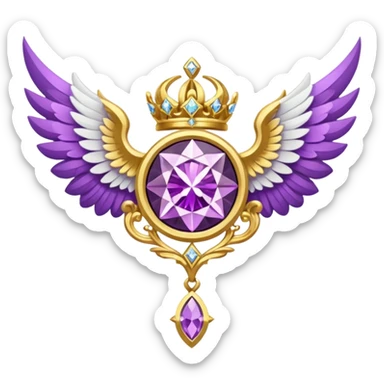 holy emblem with white wings and purple diamond in the middle sticker
