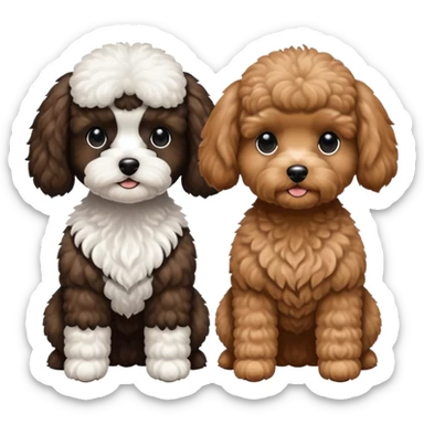 2 dogs. One is a mini poodle brown and the other one is a shitzu black with minimal white. sticker
