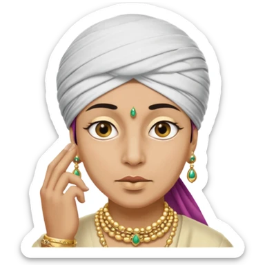 A Sultan shushing while his eyes are white sticker