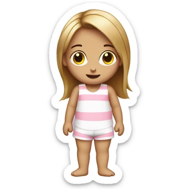 tiny girl with pink striped white pyjamas pants and a white singlet sticker