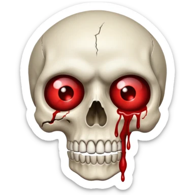 Skull with blood in eyes sticker