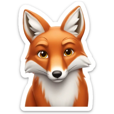 Red fox with white fox sticker