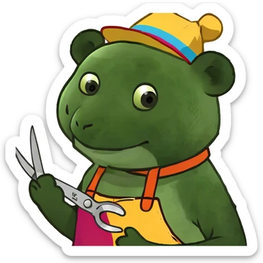 Panda with scissors  sticker