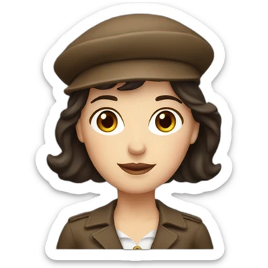 brunette french lady wearing a beret sticker