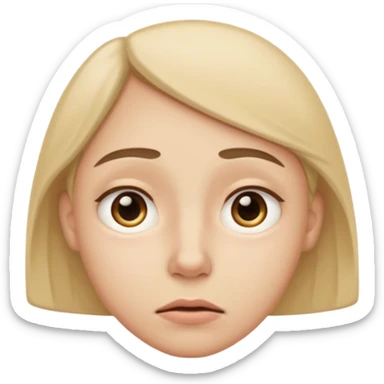  slightly widened eyes, subtle tension around eyes, small tight curved-down mouth, eyebrows raised inward, expression of quiet worry
 sticker