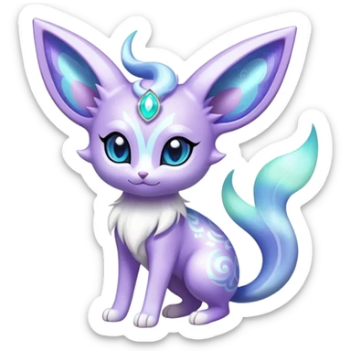 Shiny Exotic Cute Adorable Majestic Ethereal Sparkly Espeon-Meowstic-Hybrid-Creature with pattern-markings sticker