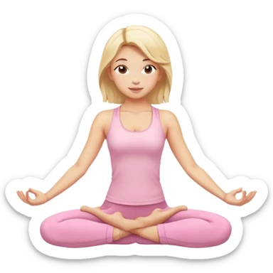 blonde yoga girl light pink clothes n sticker