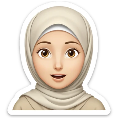 a white hijab woman are thinking something. Her eyes rolling to up right. She got an idea, and her expression were excited! sticker