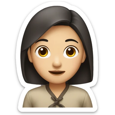 asian girl with dark brown hai sticker