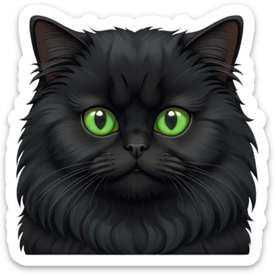 Black Persian Cat with green pupils sticker