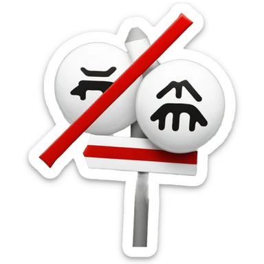 Two "..." chat bubbles crossed out with a red road sign sticker