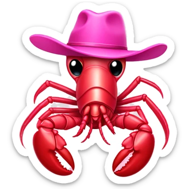 Pink lobster with pink cowboy hat  sticker