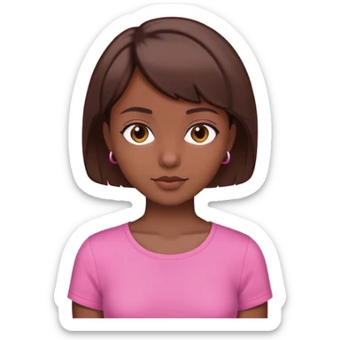I need a girl with brown short hair, a lil dark skin, with a pink top  sticker