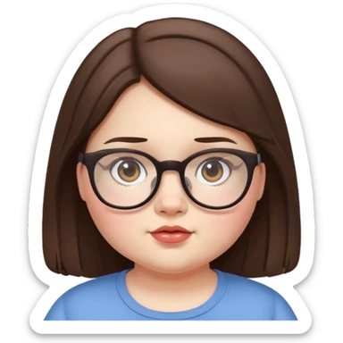 pale brunette pretty chubby girl with glasses  sticker