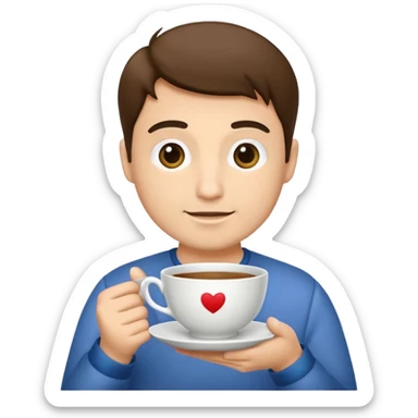 man holding teacup sticker