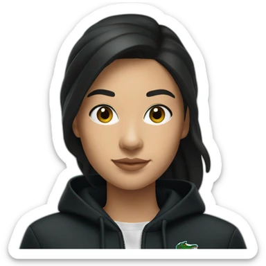 Lacoste headphone latina girl with black lacoste hoodie sticker