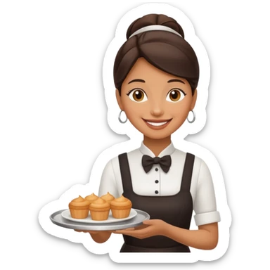 Cafe waiter woman with tray sticker