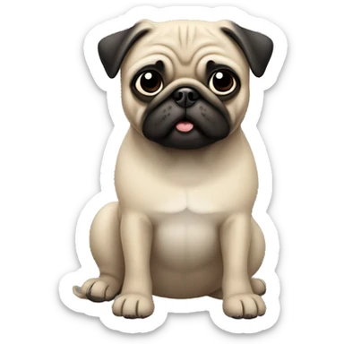 Pug with gray beige black facial features sticker