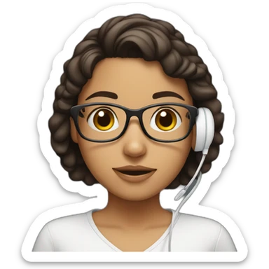 Hispanic girl with glasses, white headset mad sticker