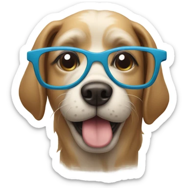 A dog wearing glasses sticker