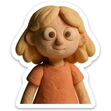 girl in claymation style, soft shapes, pastel colors sticker