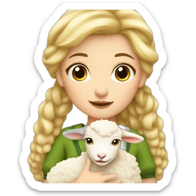 a woman blond hair shepherdess with a lamb sticker
