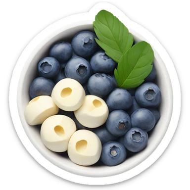 White acai bowl with blueberries , view from top, minimalism  sticker