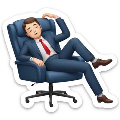Boss sleeping in a chair with her legs up on the desk sticker