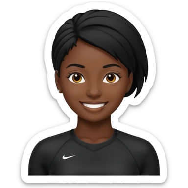 Femme noire avec cheveux noir et qui fait du sport en tenue noire.  sticker