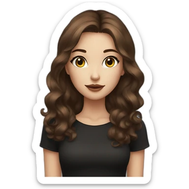 pretty girl brown hair makeup with black cat sticker