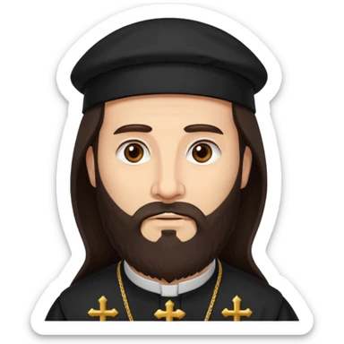 Orthodox Priest dark brown hair and long beard sticker