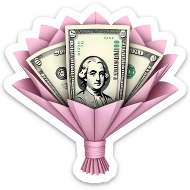 pretty pink bouquet made of money sticker