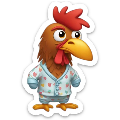 a rooster dressed in pajamas sticker