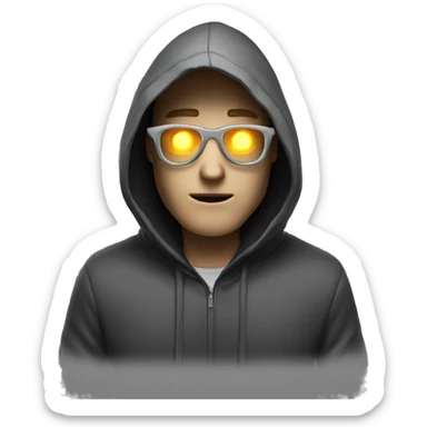 hooded mysterious man with glasses and glowing white eyes (don't show much of his face) sticker