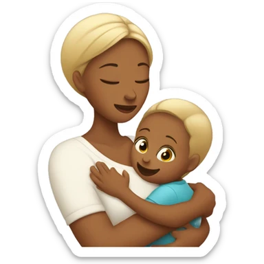 Mommy hugs her baby sticker