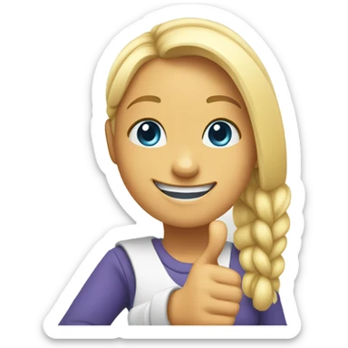 a girl with blonde ponytail thumbs up happy  sticker
