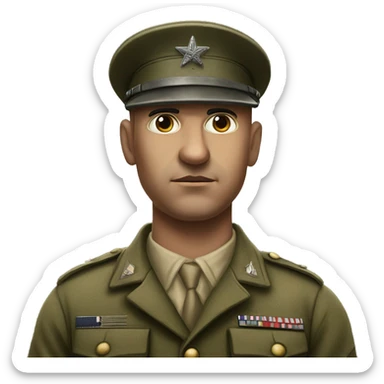 photorealistic serious soldier WW2 sticker