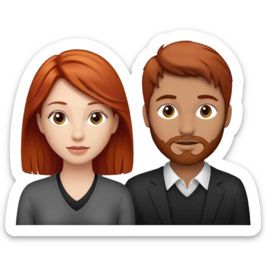en base a esto👩🏻‍❤️‍💋‍👨🏻, hacer mujer pelirroja y hombre con pelo café sticker