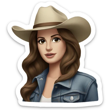 Lana del Rey with jacket and cowboy hat sticker