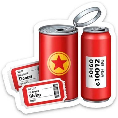 a can of gasoline and 2 tickets sticker