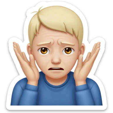 person covering ears with hands, wincing in pain sticker