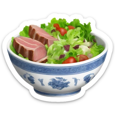 fine china bowl filled with salad and meat sticker