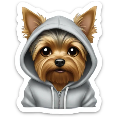 Yorkie dog wearing a hoodie sticker