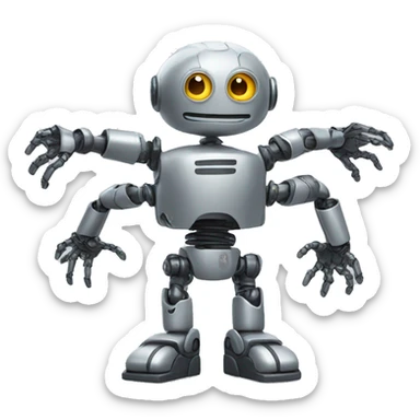 a robot with several arms sticker