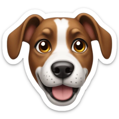 Dog with one hanging ear, black white and little brown sticker